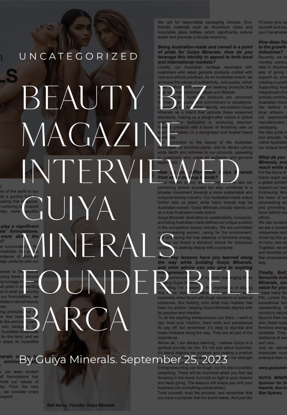 Beauty Biz Magazine Interviewed Guiya Minerals Founder Bell Barca